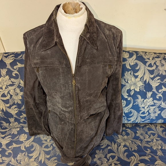 Jamie Nicole Collection Chocolate Suede Utility Jacket - Picture 1 of 4